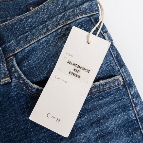 Citizens of Humanity Sasha Twist Low Slung Flared Jeans Blue Mid Wash Distressed - Picture 6 of 16